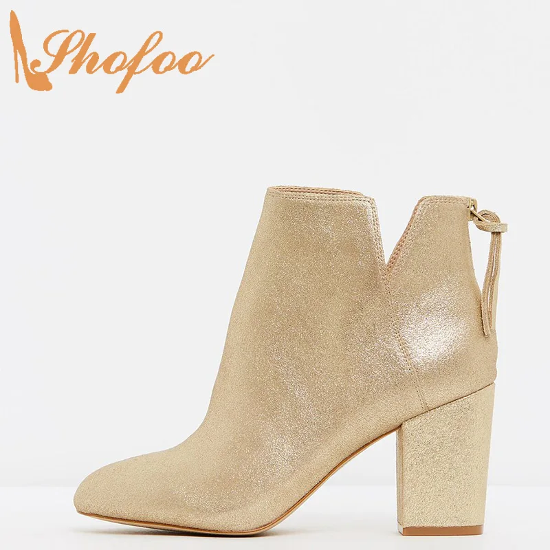 Shofoo Gold Super High Square Heels Boots Woman Round Toe Zipper Chelsea Booties Ladies Winter Fashion Shoes Large Size 41 42 43
Shofoo Gold Super High Square Heels Boots Woman Round Toe Zipper Chelsea Booties Ladies Winter Fashion Shoes Large Size 41 42 43
