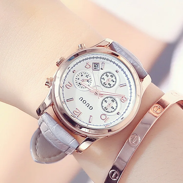 Guou Hong Kong Ancient Europe Ladies' Watch Three-Eyed Multi-functional Leather Belt Classic Retro Casual Quartz Watch Women's W
Guou Hong Kong Ancient Europe Ladies' Watch Three-Eyed Multi-functional Leather Belt Classic Retro Casual Quartz Watch Women's W