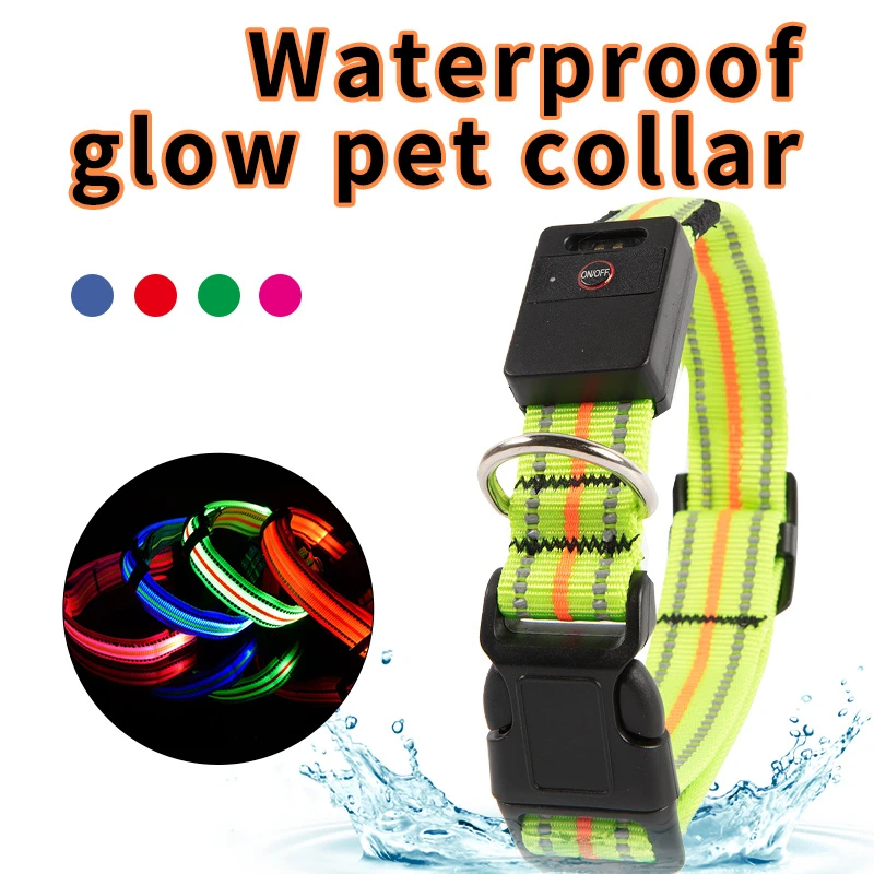 Nylon Dog Collar Personalized Reflective Strips Waterproof Multi-function Charging Glowing Led Dog Collar Light Pet Products
Nylon Dog Collar Personalized Reflective Strips Waterproof Multi-function Charging Glowing Led Dog Collar Light Pet Products