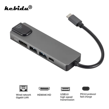 5 in 1 USB Type C HUB HDMI 4K USB C Hub to Gigabit Ethernet Rj45 Lan Adapter for Mac book Pro Thunderbolt 3 USB-C Charger Power
5 in 1 USB Type C HUB HDMI 4K USB C Hub to Gigabit Ethernet Rj45 Lan Adapter for Mac book Pro Thunderbolt 3 USB-C Charger Power