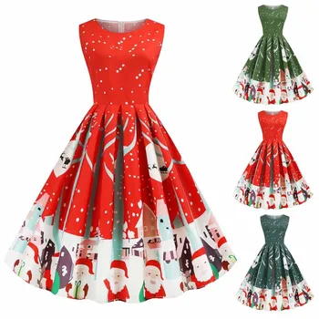Vintage Dress Women O-Neck Sleeveless Christmas Santa Claus Print Party Evening Vintage Dress Femme#45
Vintage Dress Women O-Neck Sleeveless Christmas Santa Claus Print Party Evening Vintage Dress Femme#45