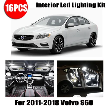 

16pcs White Canbus LED Interior Light Reading Bulbs Kit Fit For Volvo S60 2011-2015 2016 2017 2018 Cargo Courtesy License Lamp