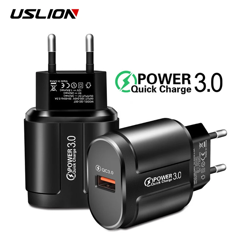 USLION Quick Charge QC 3 0 USB EU US зарядное устройство для iPhone Samsung Xiaomi универсальная Быстрая