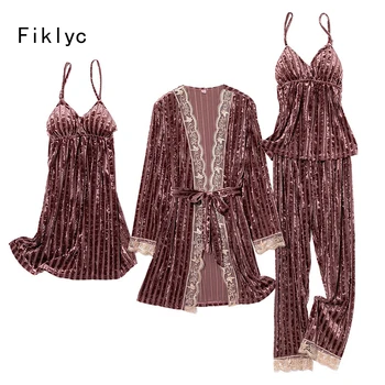 Fiklyc underwear 4 pieces women velvet winter pajamas sets warm style indoor lounge sets beautiful pijamas outdoor sleepwear HOT
Fiklyc underwear 4 pieces women velvet winter pajamas sets warm style indoor lounge sets beautiful pijamas outdoor sleepwear HOT