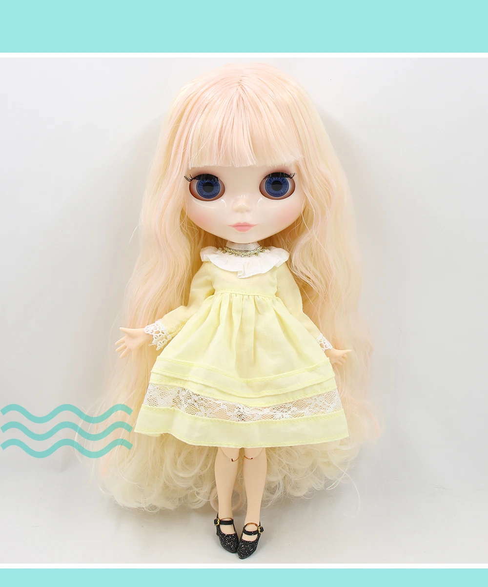 Neo Blythe Doll with Blonde Hair, White Skin, Shiny Face & Jointed Body 1 Neo Blythe Doll with Blonde Hair, White Skin, Shiny Face & Jointed Body 1