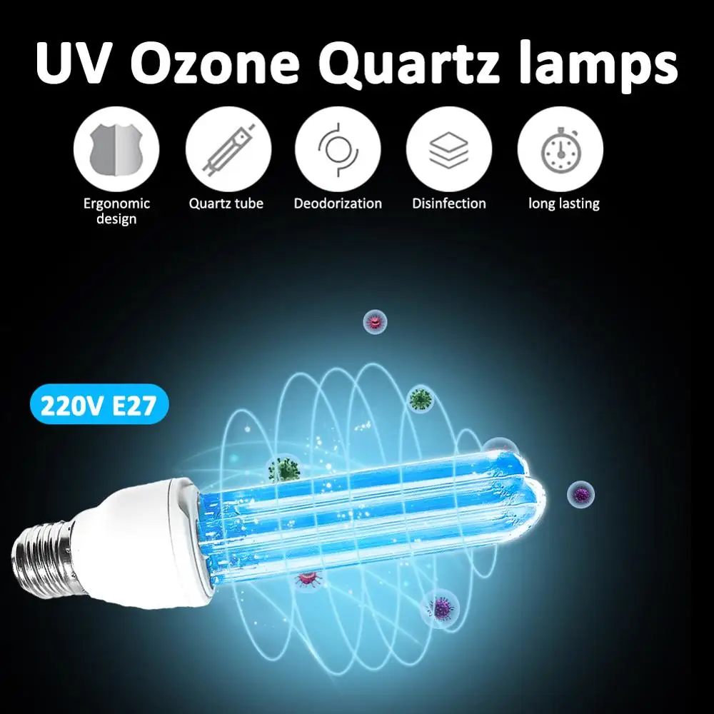 Newest Quartz UVC Germicidal Sterilization CFL Ozone Lamp bulb Ultraviolet light UV lamp E27 base for disinfect bacterial mites
Newest Quartz UVC Germicidal Sterilization CFL Ozone Lamp bulb Ultraviolet light UV lamp E27 base for disinfect bacterial mites