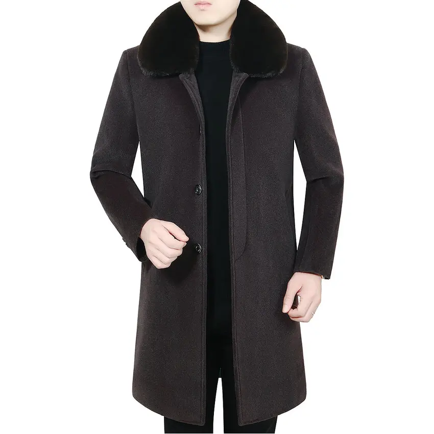 Winter Imitated Mink Wool Coat Man Black Camel Fur Collar and Lining Thicken Woolen Tweed Coats Elegant single-breasted Overcoat
Winter Imitated Mink Wool Coat Man Black Camel Fur Collar and Lining Thicken Woolen Tweed Coats Elegant single-breasted Overcoat
