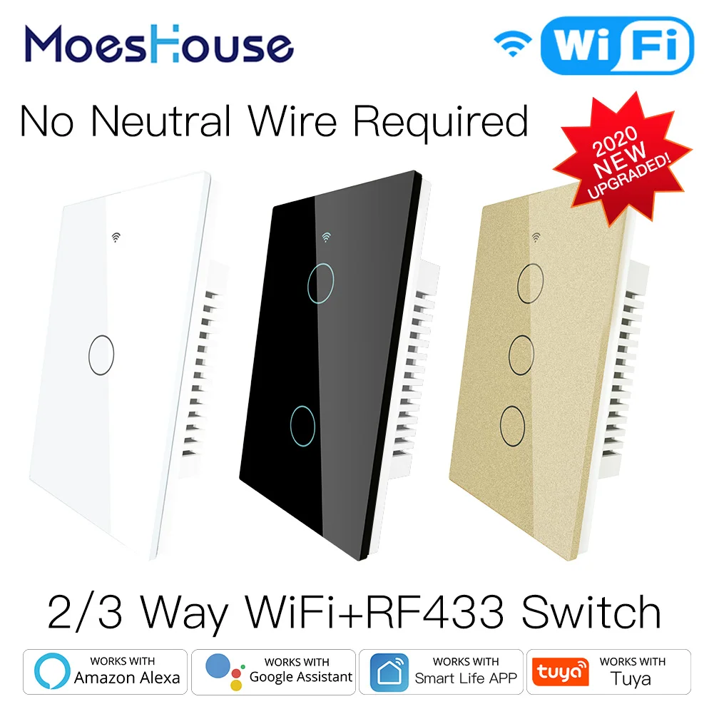 NEW WiFi Smart Light Switch RF433 No Neutral Wire Single Fire Smart Life Tuya App Control Works with Alexa Google Home 110V 220V
NEW WiFi Smart Light Switch RF433 No Neutral Wire Single Fire Smart Life Tuya App Control Works with Alexa Google Home 110V 220V