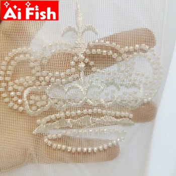 Luxury Crown Embroidery with White Beads Tulle Curtains for Living Room Refined Lace Gauze Sheer Volie for Bedroom Drape MY20030
Luxury Crown Embroidery with White Beads Tulle Curtains for Living Room Refined Lace Gauze Sheer Volie for Bedroom Drape MY20030