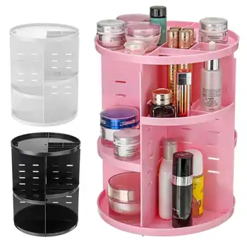 Rotatable Adjustable Large Capacity Cosmetic Storage Box Desktop Dresser Storage Shelf Makeup Organizer Fits Skin-care Products