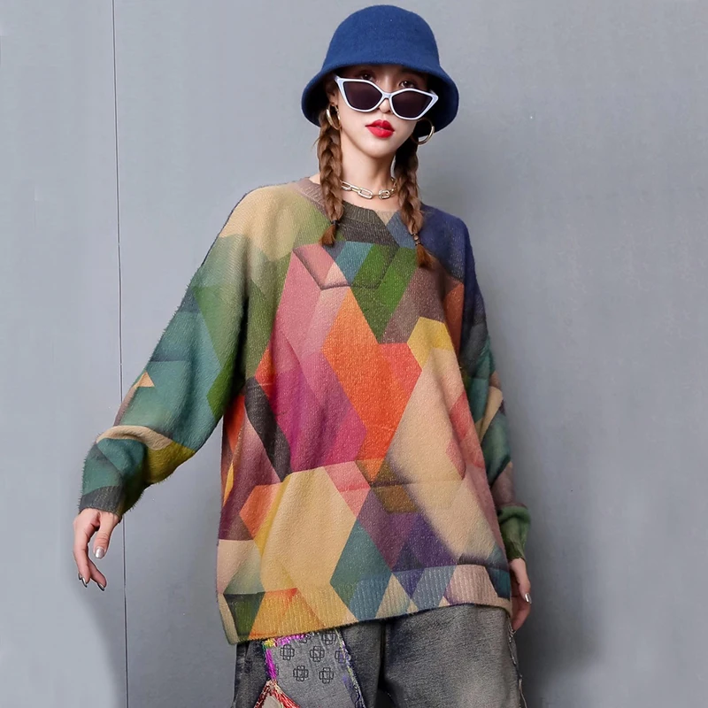 Vintage Oversize Mink Cashmere Autumn Winter Sweater Pullovers Women Retro Print 2020 Female Casual Warm All-match Loose Sweater
Vintage Oversize Mink Cashmere Autumn Winter Sweater Pullovers Women Retro Print 2020 Female Casual Warm All-match Loose Sweater