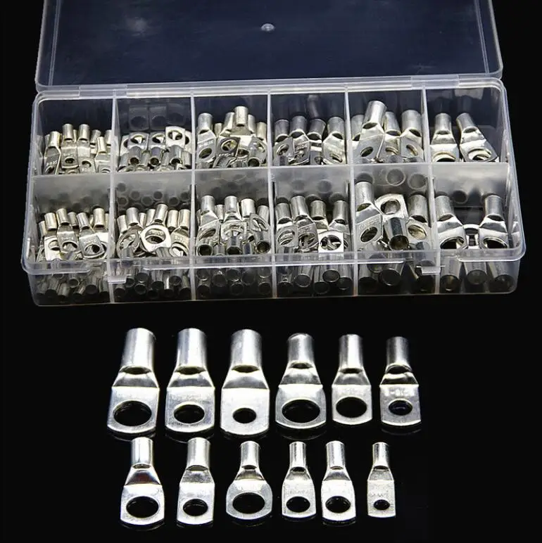 

170PCS Assortment SC Bare Crimp Terminals lug Tinned Copper Lug Ring Wire Butt Connectors Electrical Cable Splice Terminals Kit