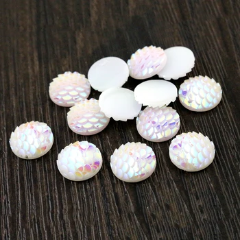 New Fashion 40pcs 12mm Solid white AB Colors Fish Scale Style Flat back Resin Cabochons For Bracelet Earrings accessories-Z5-37
New Fashion 40pcs 12mm Solid white AB Colors Fish Scale Style Flat back Resin Cabochons For Bracelet Earrings accessories-Z5-37