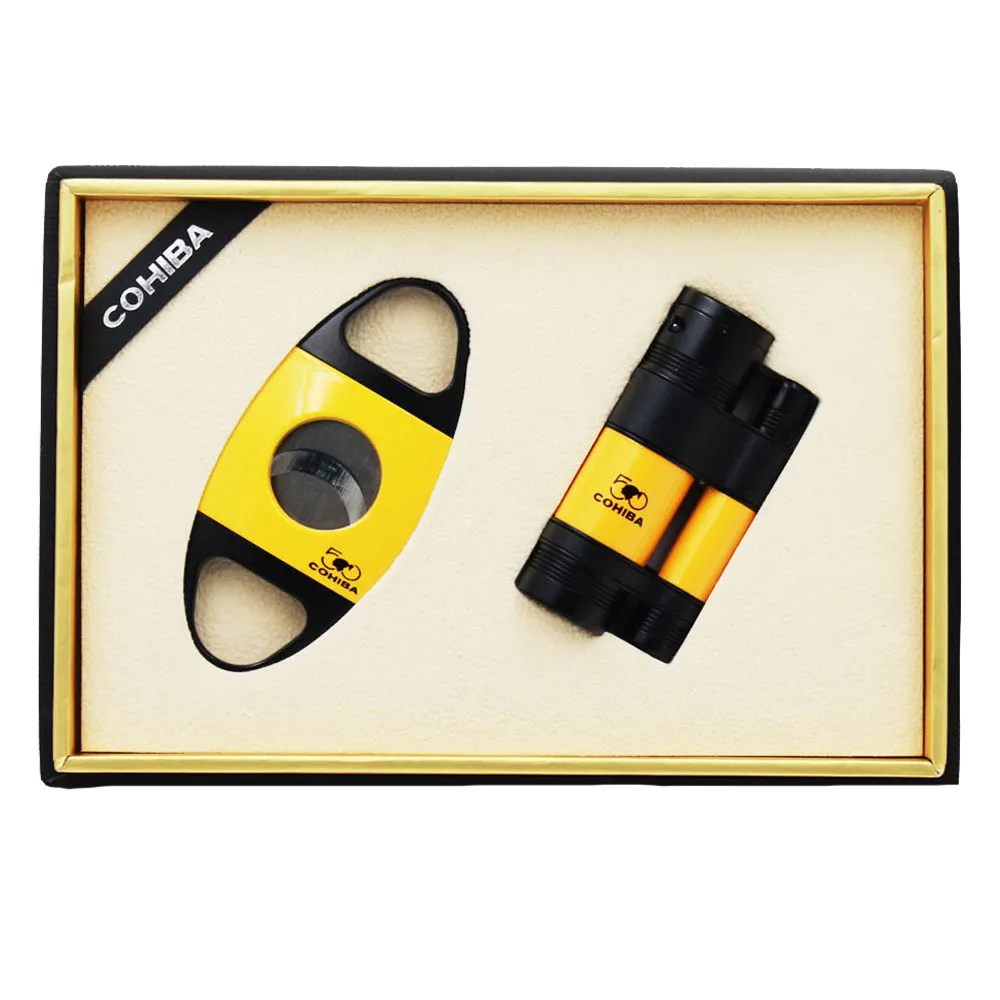 Cigar Lighter Cutter Windproof Torch 3 Jet Flame Gas Mini Lighter Accessories set Butane Metal with Punch Gift Box
Cigar Lighter Cutter Windproof Torch 3 Jet Flame Gas Mini Lighter Accessories set Butane Metal with Punch Gift Box