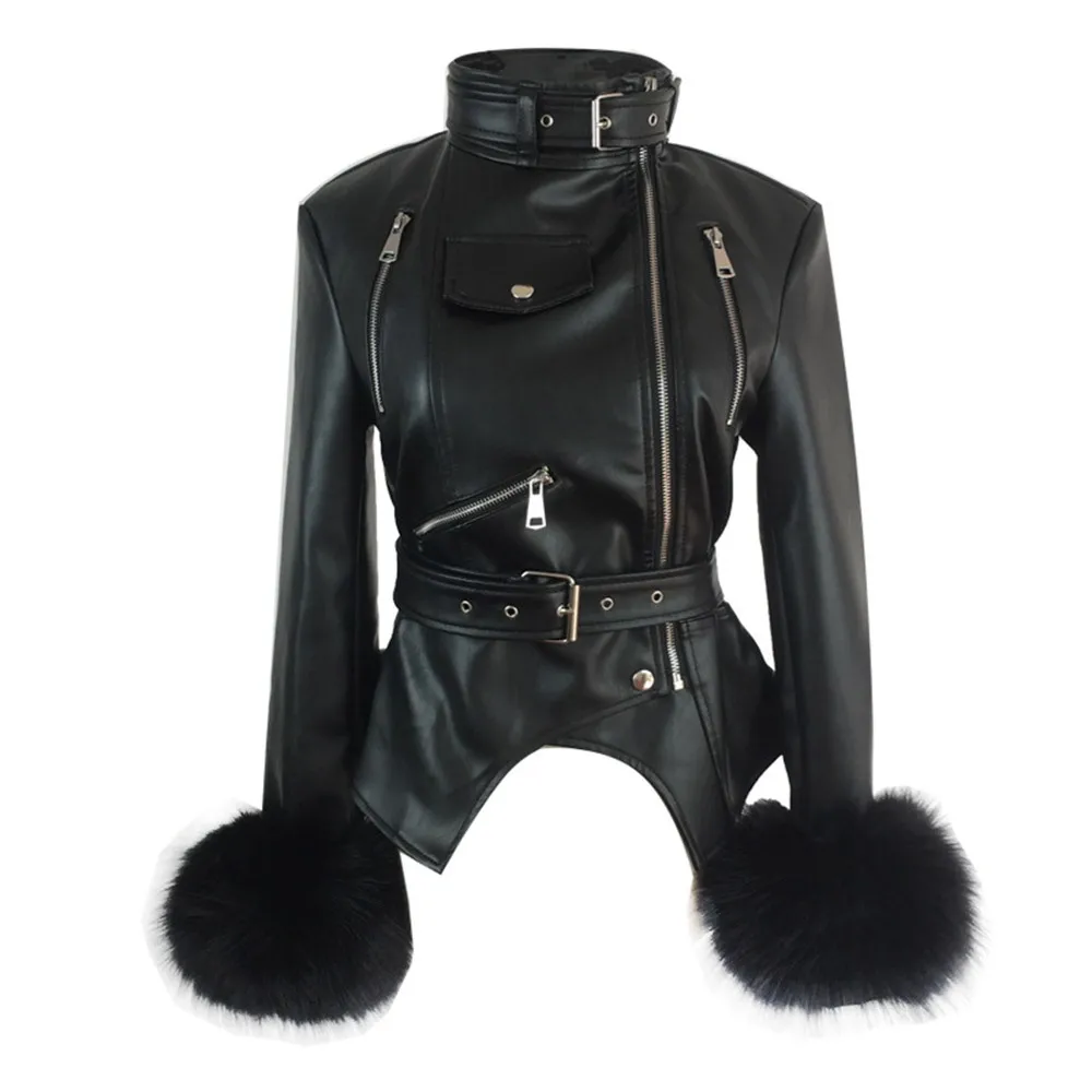 Female 2019 New Design Spring Autumn PU Leather Jacket Faux Soft Leather Coat Slim Black Rivet Zipper Motorcycle Jackets
Female 2019 New Design Spring Autumn PU Leather Jacket Faux Soft Leather Coat Slim Black Rivet Zipper Motorcycle Jackets