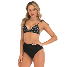 Bikini 2020 Sexy Flower Bandage Bikinis Women Print Bathing Suits Swimwear High Waist Swimsuit Female Summer Beachwear(China)