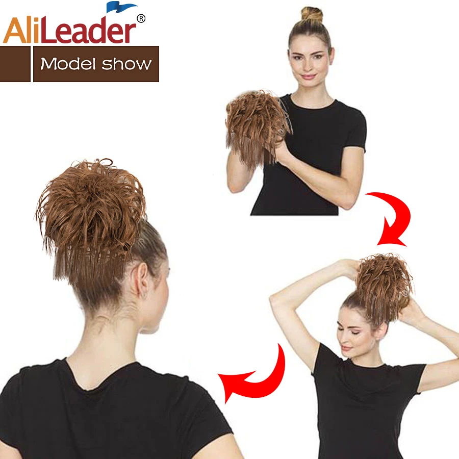 AliLeader синтетические эластичные вьющиеся волосы Пончик шиньон кусок для женщин