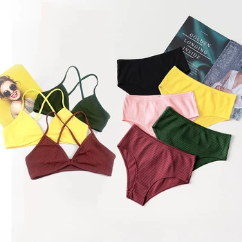 2020 New Ribbed High-quality Women cotton Bra Set Fashion Ladies High waist Soft Underwear Set Push Up Bra and Panties Set
2020 New Ribbed High-quality Women cotton Bra Set Fashion Ladies High waist Soft Underwear Set Push Up Bra and Panties Set
