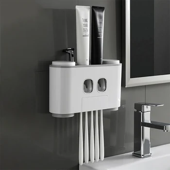Automatic Toothpaste Sterilizer Dispenser Dust-proof Toothbrush Holder With Cups No Nail Wall Stand Shelf Bathroom Accessories
Automatic Toothpaste Sterilizer Dispenser Dust-proof Toothbrush Holder With Cups No Nail Wall Stand Shelf Bathroom Accessories