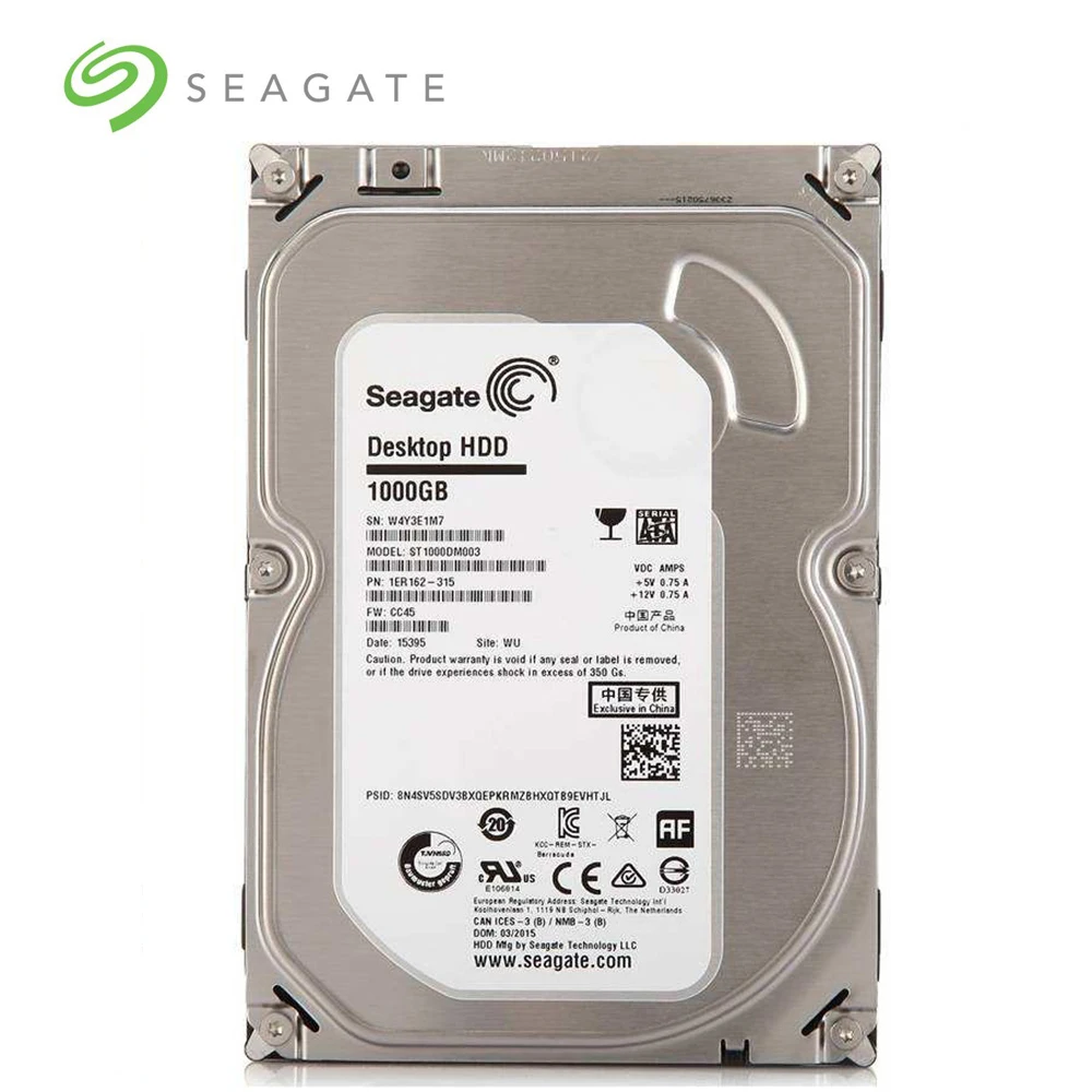 

Seagate 1TB Desktop PC 3.5" Internal Mechanical Hard disk SATA 3Gb/s-6Gb/s HDD 5900-7200RPM 64MB/128MB Buffer(Used)