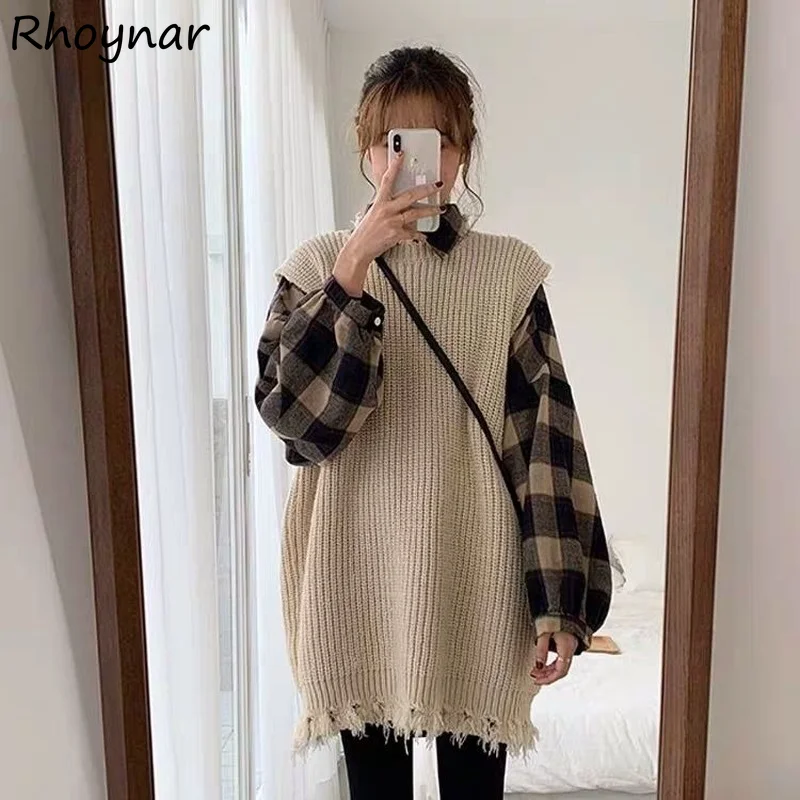 

Sweater Vest Women Vintage Solid Students Tassel Popular Casual Teens Loose-fitting Autumn Newest Minimalist Lazy Style Basic