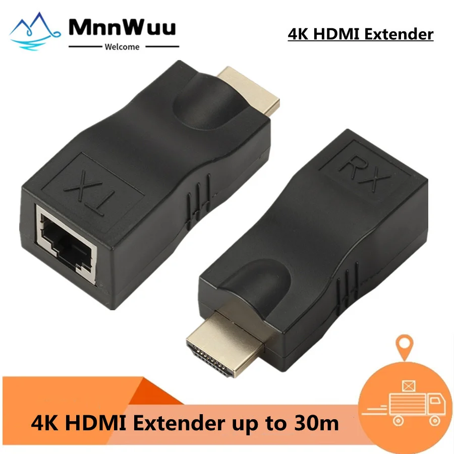 HDMI Extender Extension up to 30m Over CAT5e / 6 UTP LAN Ethernet Cable RJ45 Ports Network | Электроника