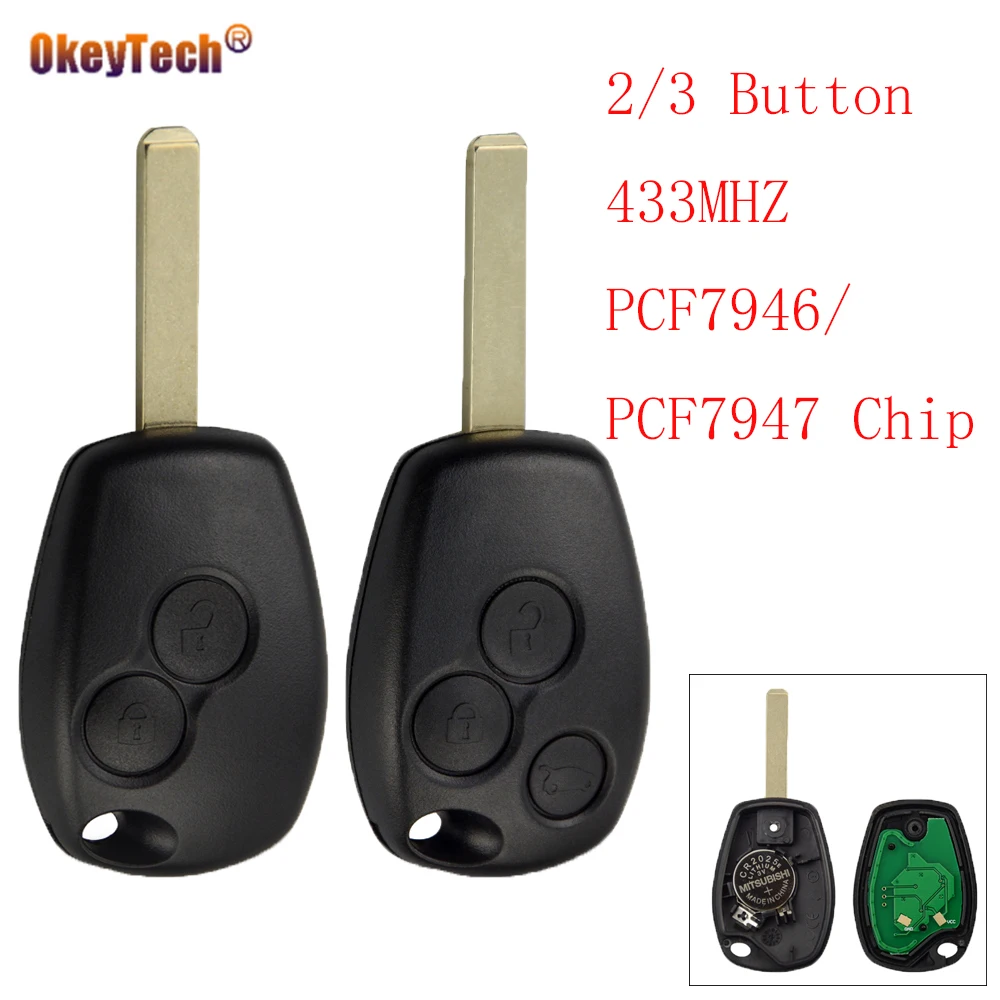 OkeyTech 2/3 Buttons 433MHZ Remote Car Key For Renault Duster Modus Clio 3 Twingo Dacia Logan Sandero Kangoob PCF7946 PCF7947
OkeyTech 2/3 Buttons 433MHZ Remote Car Key For Renault Duster Modus Clio 3 Twingo Dacia Logan Sandero Kangoob PCF7946 PCF7947