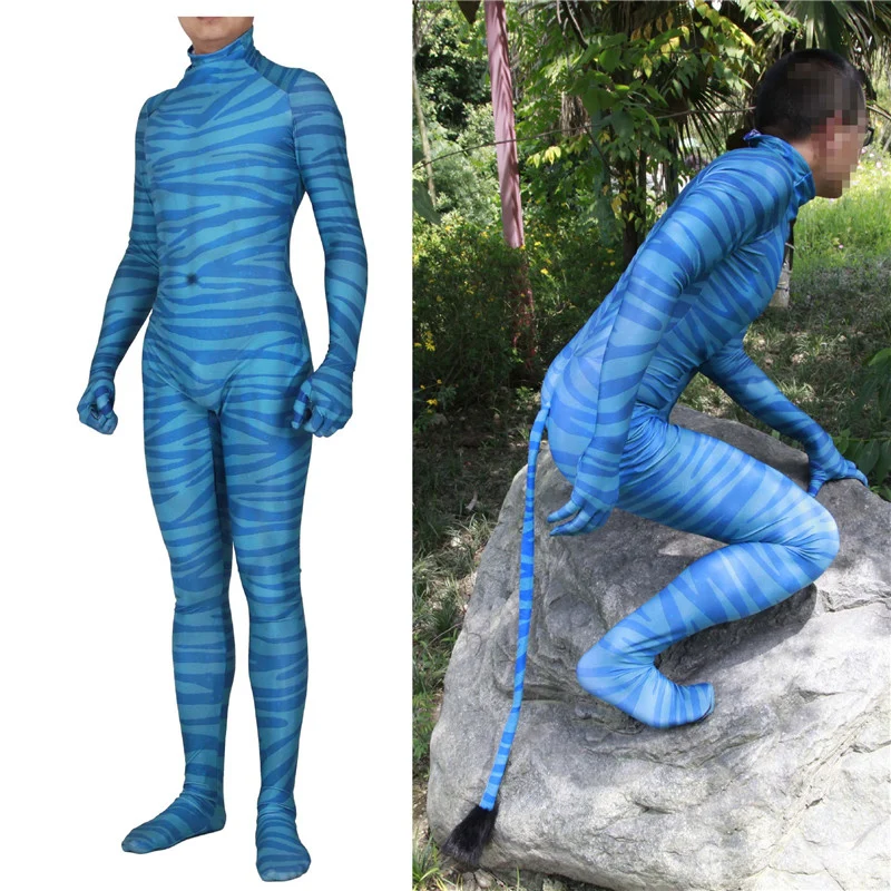

Movie Avatar 2 Jake Sully Neytiri Cosplay Costume Spandex Bodysuit Suit Zentai Jumpsuits Halloween Costume Adult Women Men Kids
