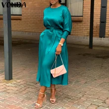 Dress 2022 For Women VONDA Vintage Round Neck Solid Dresses With Pockets Office Sundress Pleated Vestidos Plus Size Sundress
Dress 2022 For Women VONDA Vintage Round Neck Solid Dresses With Pockets Office Sundress Pleated Vestidos Plus Size Sundress