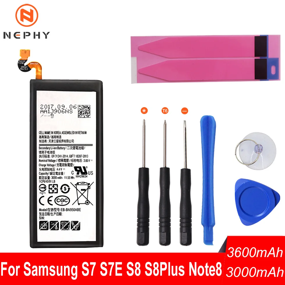 Nephy Origin Battery For Samsung Galaxy S7 Edge S8 Plus Note 8 SM-G930F G935F G950F G955F N950F Duos Phone Replacement Free Tool
Nephy Origin Battery For Samsung Galaxy S7 Edge S8 Plus Note 8 SM-G930F G935F G950F G955F N950F Duos Phone Replacement Free Tool