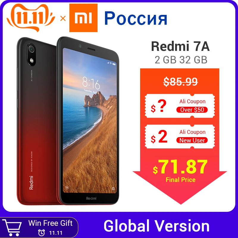 Original Global Version Xiaomi Redmi 7A 7A 2GB 32GB 4000mAh Battery Smartphone Snapdargon 439 Octa core 5.45" 18:9 Full Screen
Original Global Version Xiaomi Redmi 7A 7A 2GB 32GB 4000mAh Battery Smartphone Snapdargon 439 Octa core 5.45" 18:9 Full Screen