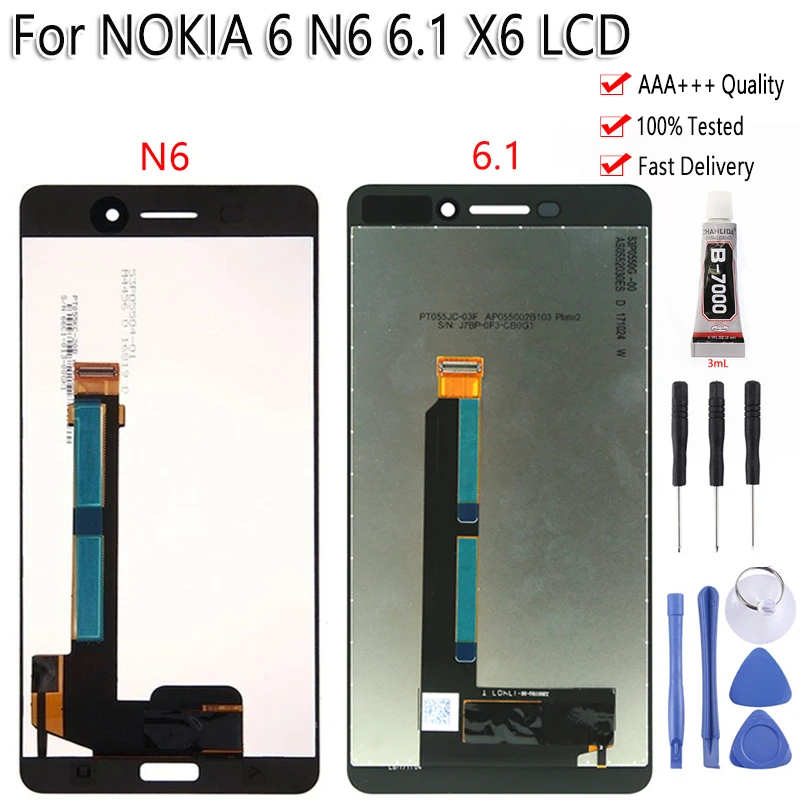 Original For Nokia 6 N6 X6 6.1 Plus LCD Display Touch Screen Digitizer Assembly Replacement Free Tools For Nokia 6.1 LCD
Original For Nokia 6 N6 X6 6.1 Plus LCD Display Touch Screen Digitizer Assembly Replacement Free Tools For Nokia 6.1 LCD