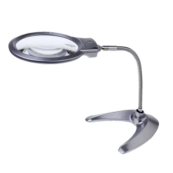 2X 5X LED Lighted Desktop Magnifier with Sturdy Stand - Hands Free Adjustable Design