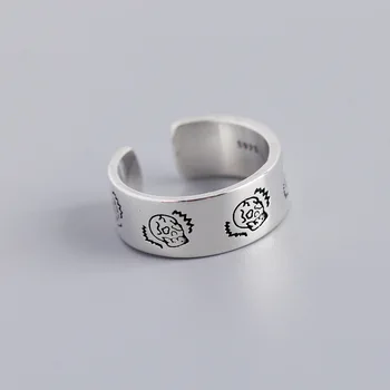 Fashion S925 sterling silver ring cartoon skull head Harajuku style silver ring geometric wide-faced hipster ring personality tr
Fashion S925 sterling silver ring cartoon skull head Harajuku style silver ring geometric wide-faced hipster ring personality tr