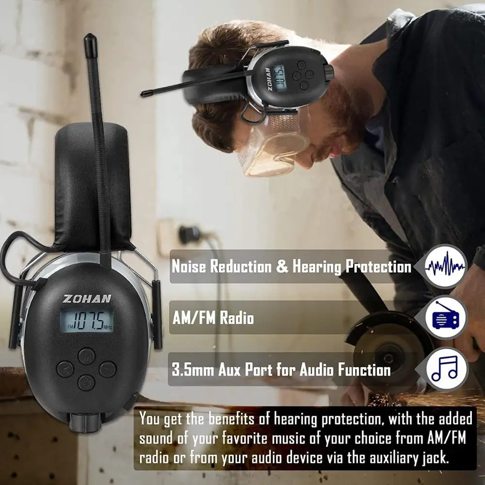 Цифровые наушники ZOHAN AM/FM с защитой ушей профессиональная защита для слуха