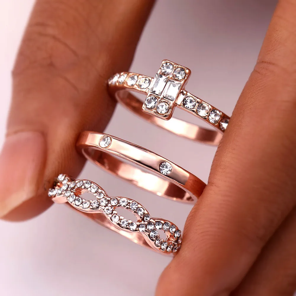 3Pcs/Set Fashion Geometry Intersect Crystal Rings Set For Women Girls Engagement Wedding Rings Female Party Jewelry Gifts
3Pcs/Set Fashion Geometry Intersect Crystal Rings Set For Women Girls Engagement Wedding Rings Female Party Jewelry Gifts