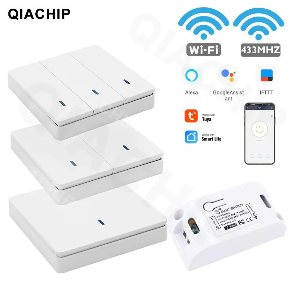 Выключатель QIACHIP Tuya smart Life Беспроводной Света дистанционное управление через