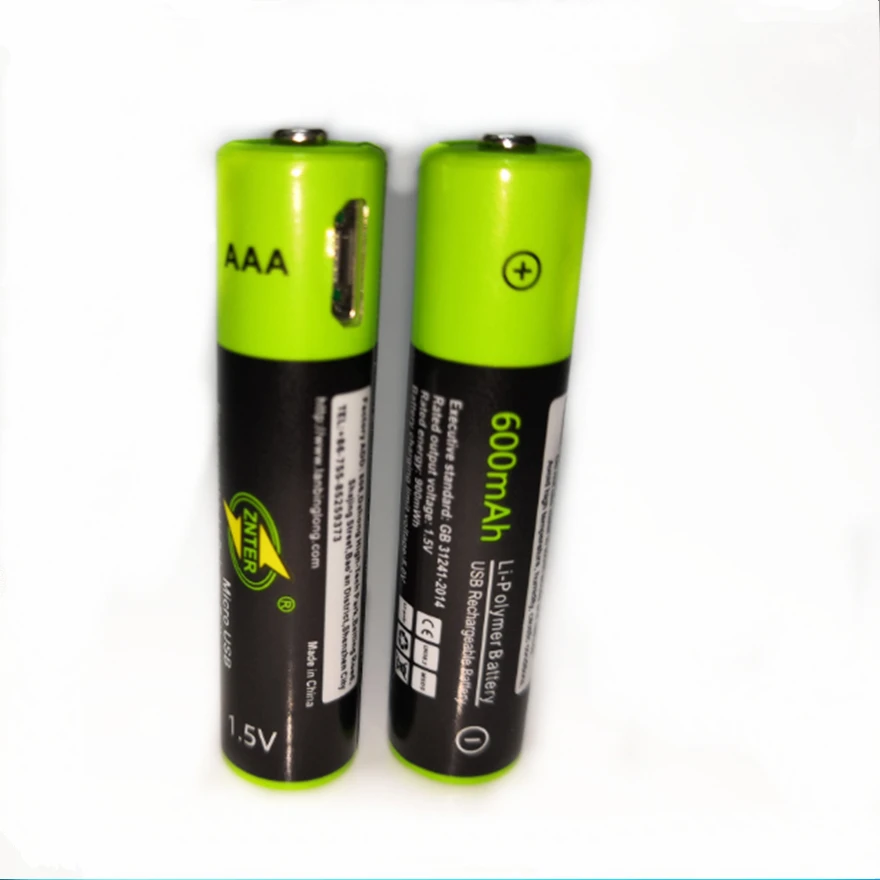 2pcs/lot ZNTER 1.5V AAA 600mAh lithium polymer rechargeable battery toy remote control battery Mirco USB rechargeable battery
2pcs/lot ZNTER 1.5V AAA 600mAh lithium polymer rechargeable battery toy remote control battery Mirco USB rechargeable battery