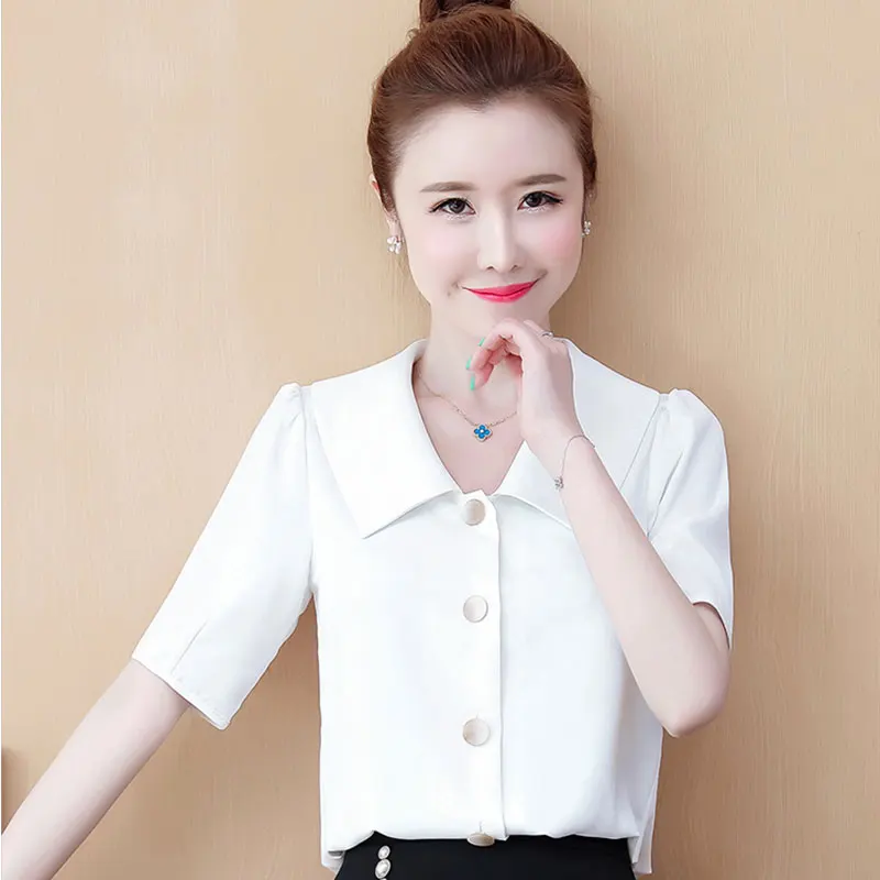 Women Blouse Solid Poplin Sailor Collar Neck Shirt Short Sleeve Shirts Blusas Office Lady Clothes Tops Womens Blous Summer Haut
Women Blouse Solid Poplin Sailor Collar Neck Shirt Short Sleeve Shirts Blusas Office Lady Clothes Tops Womens Blous Summer Haut