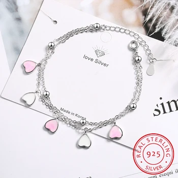 Sweet 925 Sterling Silver Pink Glaze Cherry Blossom Petals Gradient Heart Shaped Double Layer Chain Bracelets S-B262
Sweet 925 Sterling Silver Pink Glaze Cherry Blossom Petals Gradient Heart Shaped Double Layer Chain Bracelets S-B262