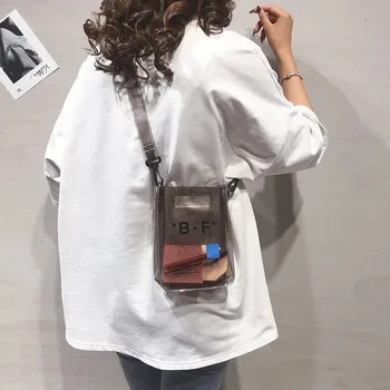 Ladies shoulder bag mobile phone bag fashion cute transparent small bag jelly bag new Korean style 
Ladies shoulder bag mobile phone bag fashion cute transparent small bag jelly bag new Korean style