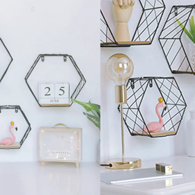 Wrought Iron Hexagonal Grid Wall Shelf Black Grid Style Small (no backboard) Home Garden Decoration Crafts
Wrought Iron Hexagonal Grid Wall Shelf Black Grid Style Small (no backboard) Home Garden Decoration Crafts