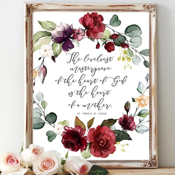 Mother's Day Gift St.Therese of Lisieux Mother Quote Print Watercolor Flowers Art Canvas Painting Wall Pictures Home Decor
Mother's Day Gift St.Therese of Lisieux Mother Quote Print Watercolor Flowers Art Canvas Painting Wall Pictures Home Decor