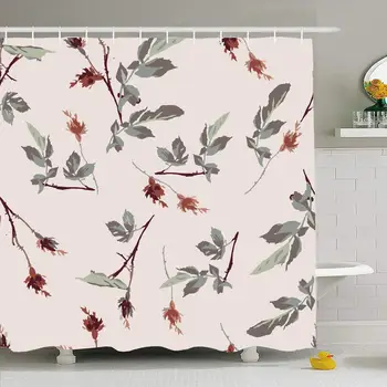 Shower Curtain Set with Hooks 72x72 Romantic Leafy Cream Rosebud Repeat Taupe Wrapping Red Tile Nature Buds Seamless Texture 
Shower Curtain Set with Hooks 72x72 Romantic Leafy Cream Rosebud Repeat Taupe Wrapping Red Tile Nature Buds Seamless Texture