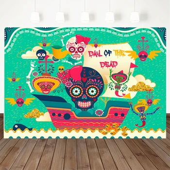 Day Of The Dead Photography Background Mexican Candle Skull Green Sea Ferry Backdrop Banner Decoration For Photo Studio 
Day Of The Dead Photography Background Mexican Candle Skull Green Sea Ferry Backdrop Banner Decoration For Photo Studio