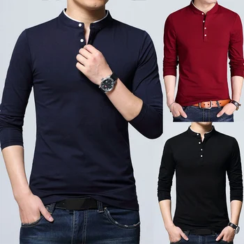 HOT Men Cotton T Shirt Full Sleeve tshirt Men Solid Color T-shirts tops&tees Mandarin Collar Long Shirt M-5XL
HOT Men Cotton T Shirt Full Sleeve tshirt Men Solid Color T-shirts tops&tees Mandarin Collar Long Shirt M-5XL