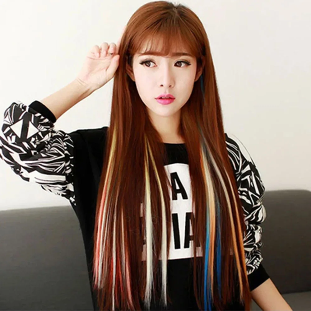 New Made 11 Colors 50CM Single Clip In One Piece Hair Extensions Synthetic Long Straight Ombre Grey Red Rainbow Hair Piece
New Made 11 Colors 50CM Single Clip In One Piece Hair Extensions Synthetic Long Straight Ombre Grey Red Rainbow Hair Piece