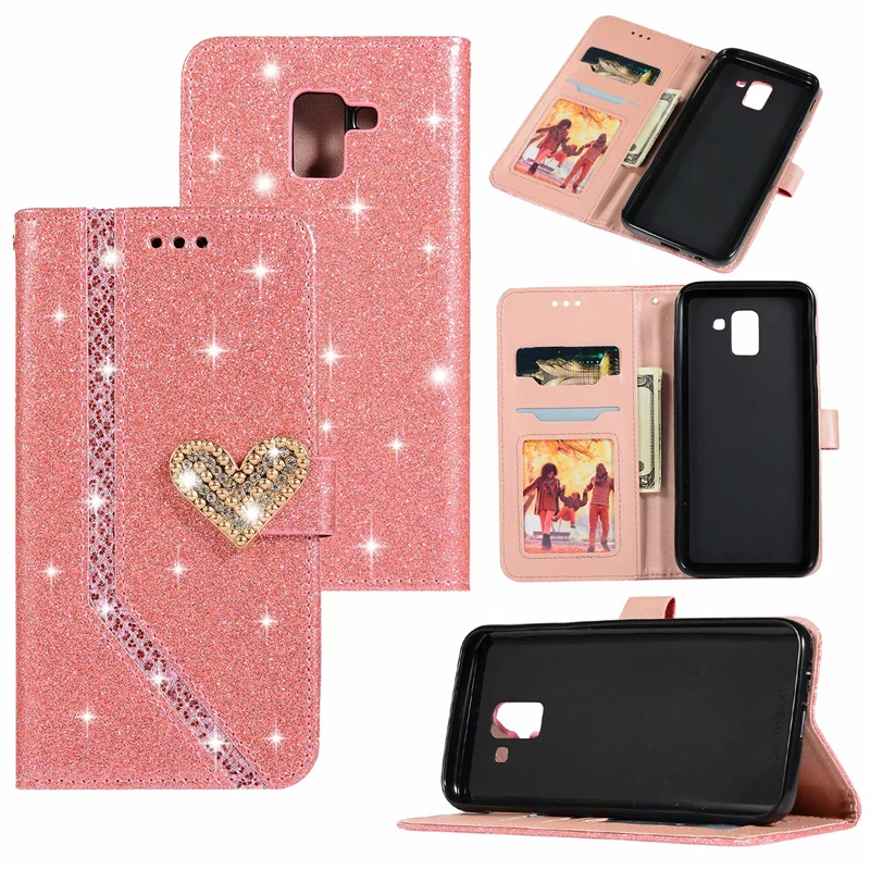 

Glitter Flip Case for Samsung Galaxy A5 A6 A7 A8 A9 J3 J4 J6 J8 Plus 2018 A10 A20E A30 A40 A50 A70 Luxury Phone Wallet Cover