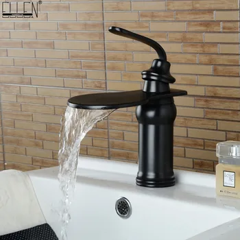 Deck Mounted Bathroom Faucets Waterfall Basin Sink Water Mixer Tap Hot and Cold Black Faucet Oil Rubble Bronze Finished ELF1411B 
Deck Mounted Bathroom Faucets Waterfall Basin Sink Water Mixer Tap Hot and Cold Black Faucet Oil Rubble Bronze Finished ELF1411B