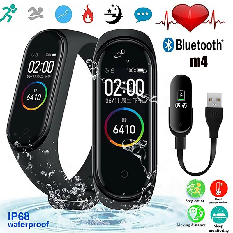 2020 New M4 Smart Bracelet Heart Rate Monitoring Blood Pressure Monitor waterproof Bluetooth pedometer Bracelet Smart Wristband
2020 New M4 Smart Bracelet Heart Rate Monitoring Blood Pressure Monitor waterproof Bluetooth pedometer Bracelet Smart Wristband
